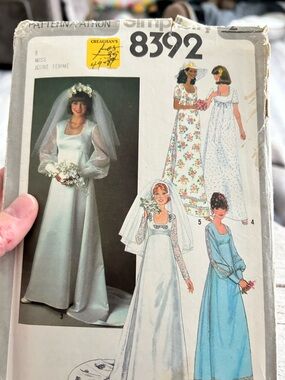 5/$25 Simplicity 8392 wedding dress vintage 1978 size 8 sew pattern